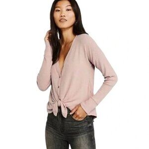 Abercombie & Fitch Soft A&F Cozy Pink Ribbed Cardigan Sweater Thermal Size S